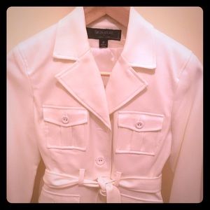Ivory military jacket fitted pantsuit